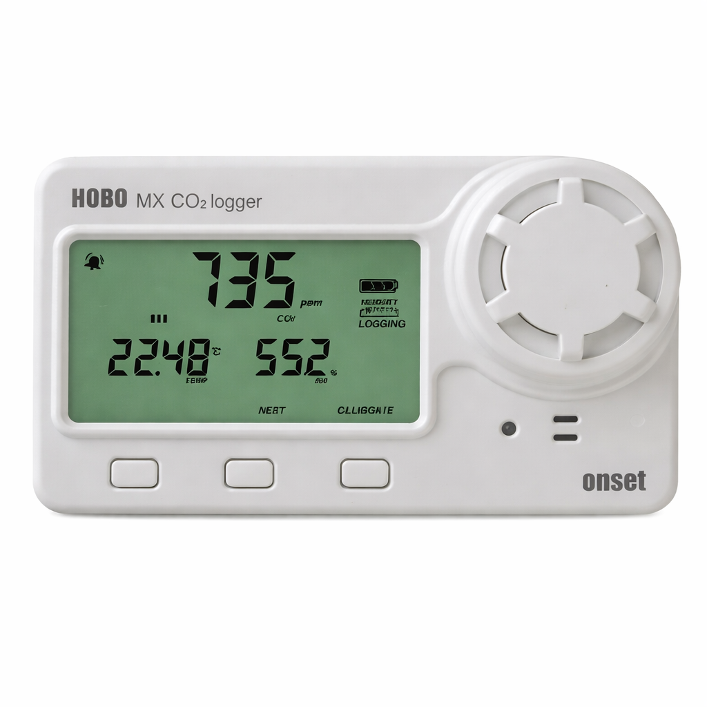 Data logger de temperatura humedad y CO2 con Bluetooth MX1102A, 0 a 5000 ppm, Onset