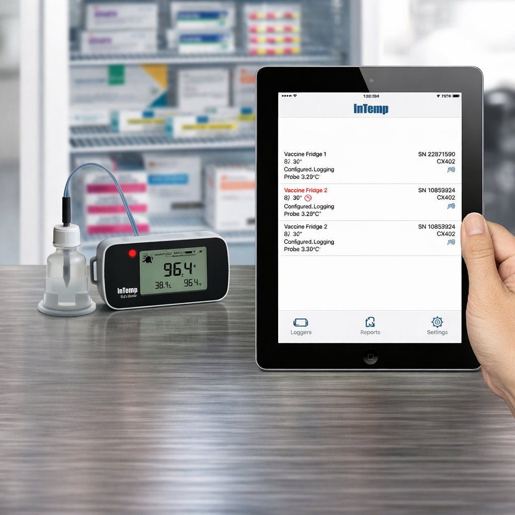 Registrador de temperatura para vacunas InTemp CX402-VFC205, -30° a 70 °C, Onset - 1